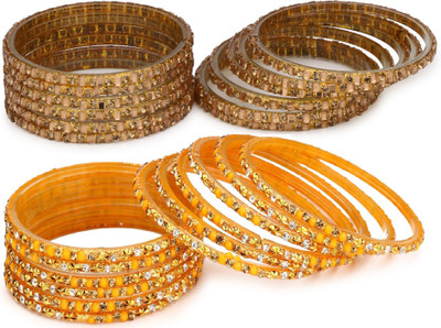 1st Time Glass Beads, Crystal Enamel Bangle Set(Pack of 10)