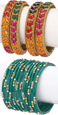 AFAST Glass Enamel Bangle Set(Pack of 16)
