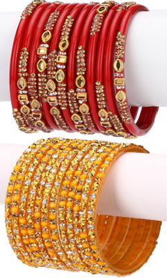1st Time Glass Enamel Bangle Set(Pack of 12)