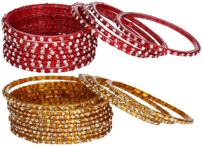 Somil Glass Beads, Crystal Bangle Set(Pack of 10)