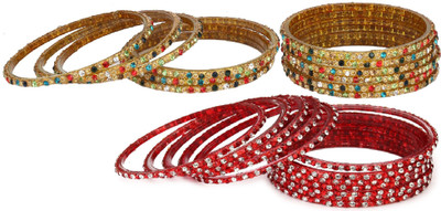 1st Time Glass Beads, Crystal Enamel Bangle Set(Pack of 10)
