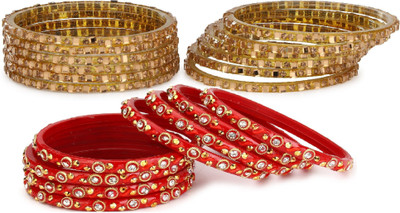 1st Time Glass Beads, Crystal Enamel Bangle Set(Pack of 10)