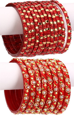 1st Time Glass Crystal Gold-plated Bangle Set(Pack of 20)