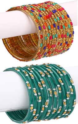 Somil Glass Beads, Crystal Bangle Set(Pack of 24)