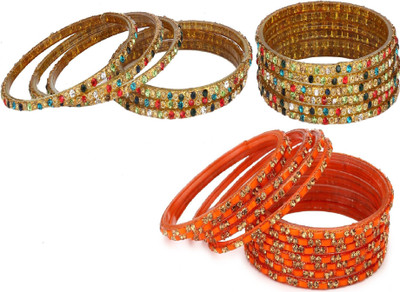 1st Time Glass Beads, Crystal Enamel Bangle Set(Pack of 10)