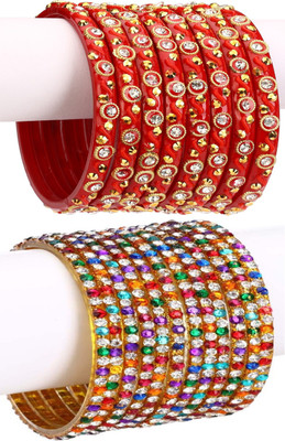 Somil Glass Beads, Crystal Bangle Set(Pack of 10)