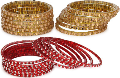 1st Time Glass Beads, Crystal Enamel Bangle Set(Pack of 10)