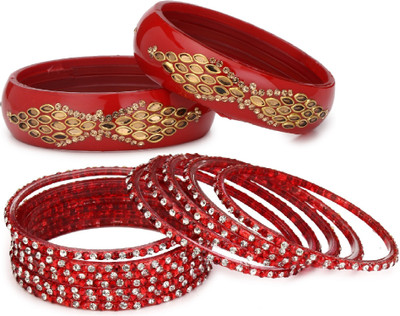 Somil Glass Beads, Crystal Bangle Set(Pack of 16)