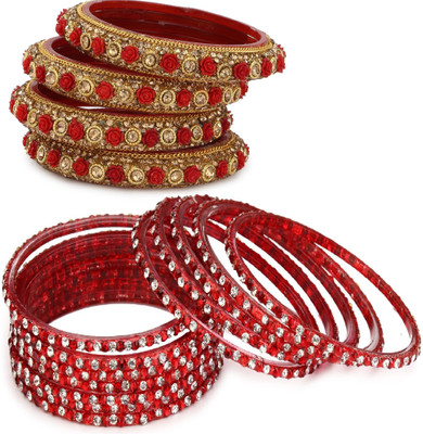 Somil Glass Beads, Crystal Bangle Set(Pack of 10)