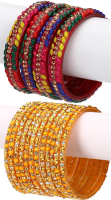 Somil Glass Beads, Crystal Bangle Set(Pack of 10)