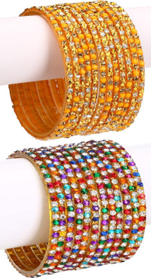 Somil Glass Beads, Crystal Bangle Set(Pack of 10)