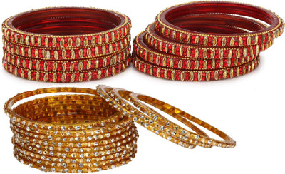 AFAST Glass Enamel Bangle Set(Pack of 20)