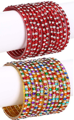 AFAST Glass Enamel Bangle Set(Pack of 10)
