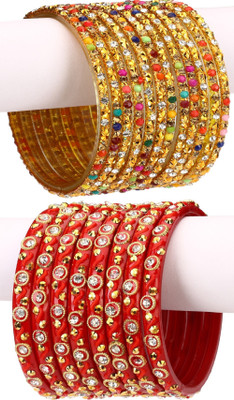 Somil Glass Beads, Crystal Bangle Set(Pack of 10)