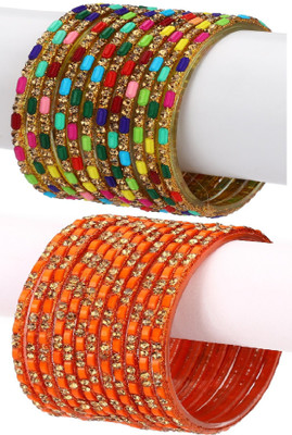 Somil Glass Beads, Crystal Bangle Set(Pack of 10)