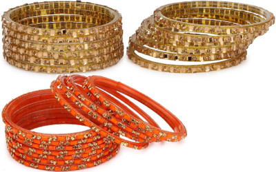 1st Time Glass Beads, Crystal Enamel Bangle Set(Pack of 10)