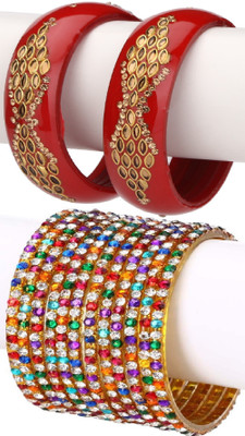 1st Time Glass Enamel Bangle Set(Pack of 14)