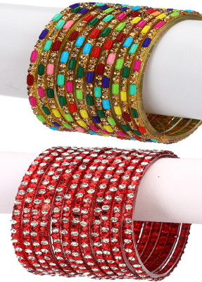 AFAST Glass Enamel Bangle Set(Pack of 10)