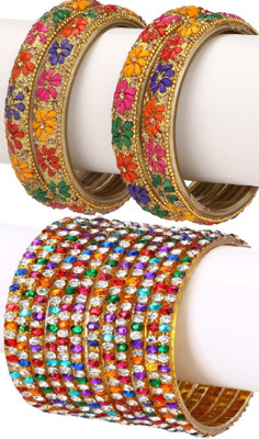 AFAST Glass Enamel Bangle Set(Pack of 16)