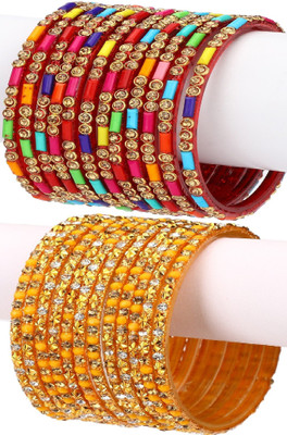 AFAST Glass Enamel Bangle Set(Pack of 10)