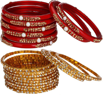 AFAST Glass Enamel Bangle Set(Pack of 10)
