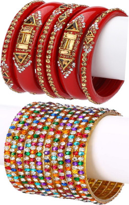 1st Time Glass Enamel Bangle Set(Pack of 18)