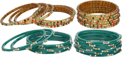 1st Time Glass Beads, Crystal Enamel Bangle Set(Pack of 10)