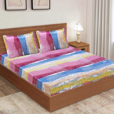 Flipkart SmartBuy 144 TC Cotton Double Abstract Flat Bedsheet(Pack of 1, Multicolor)