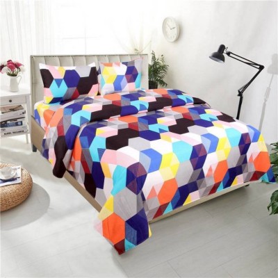 Anvit Creation 160 TC Polycotton Double 3D Printed Flat Bedsheet(Pack of 1, Multicolor)