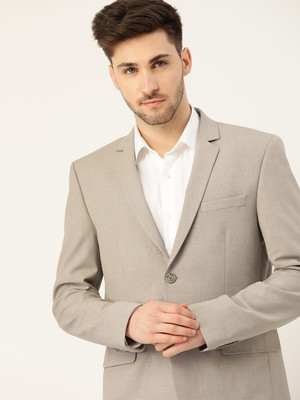 INVICTUS Solid Single Breasted Formal Men Blazer(Beige)