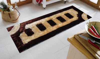 SPA Furnishing Beige, Brown Polyester Carpet(2 ft,  X 1 ft, Rectangle)