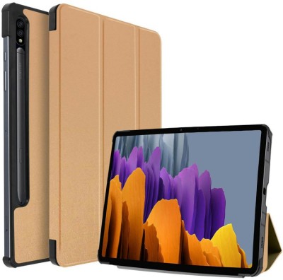 realtech Flip Cover for Samsung Galaxy Tab S7 Plus 12.4 inch(Brown, Dual Protection, Pack of: 1)