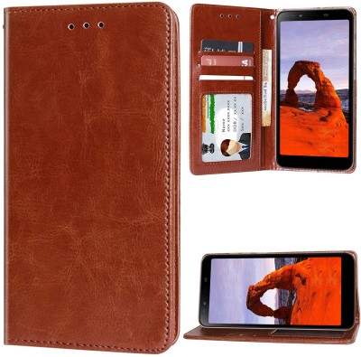 Unistuff Flip Cover for Infinix Smart 2(Brown, Dual Protection, Pack of: 1)