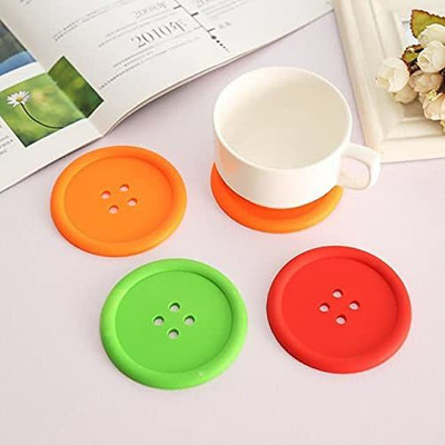 Honch Round Reversible PVC Coaster Set(Pack of 4)