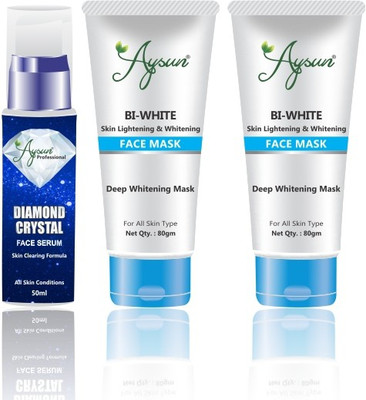 Aysun Diamond Crystal Face Serum & BI-White Face Mask Combo Pack of 3(3 Items in the set)