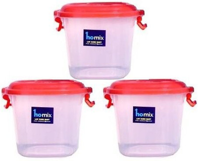 Homix Plastic Grocery Container  - 10 L(Pack of 3, Red)