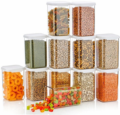 Flipkart SmartBuy Plastic Grocery Container  - 1100 ml(Pack of 12, White)