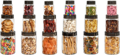 cello Plastic Grocery Container  - 300 ml, 650 ml, 1200 ml(Pack of 18, Clear)