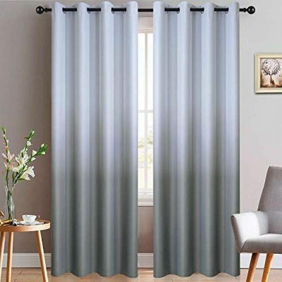 BEST FAB 214 cm (7 ft) Polyester Room Darkening Door Curtain (Pack Of 2)(Plain, Grey, Grey)