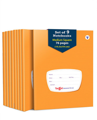 Target Publications Medium Square Maths Notebooks for School Kids |15.5 x 19 cm Hard Cover with Label | Maths Notebook with Fun Activity | Square, Regular Notebook Checks 684 Pages(Brown, Pack of 9)