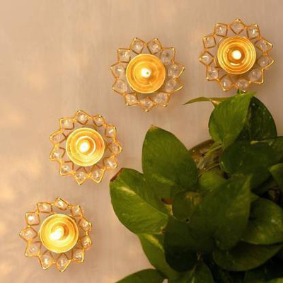 NAVYAKSH Brass (Pack of 4) Table Diya Set(Height: 2.5 inch)