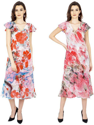 TSM Women A-line Multicolor Below Knee Dress