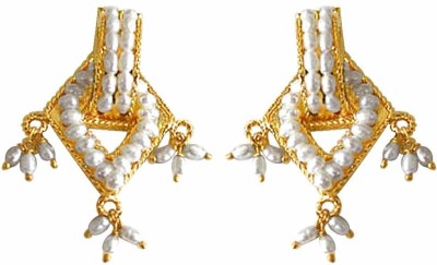 Surat Diamond Elegant Earthy Pearl - Real Freshwater Pearl Geometrical Shaped Earring for Women (SE60) Pearl Metal Stud Earring