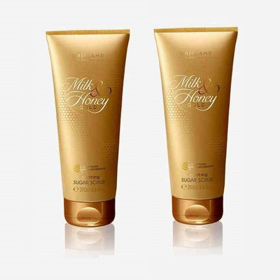 Oriflame MILK & HONEY GOLD Smoothing Sugar Scrub (combo of 2) Face Wash(400 g)
