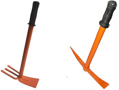 GREEN TOUCH Home Garden Tools Coombo of tiller and hoe with 3 prong. Garden Tool Kit(2 Tools)