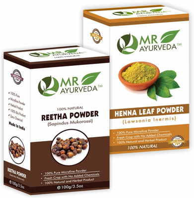 MR Ayurveda Reetha Powder and Henna Powder - Combo Pack(200 g)