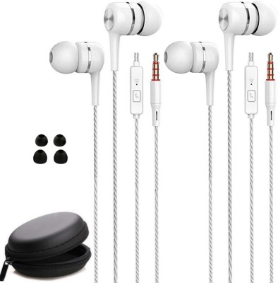SPN SP-27 Wired Earbuds with Microphone Pack of 1 Case & 2 Headset Wired Gaming Headset(Black, White, In the Ear)