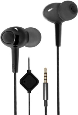 Meyaar LX-03EP Metal Earbuds With Mic & High Bass for All Smartphones Wired Headset(Double Braided wire, In-line Mic, Deep High Bass, Black, In the Ear)
