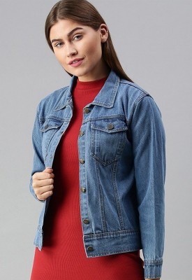 VOXATI 3/4th Sleeve Self Design Women Denim Jacket