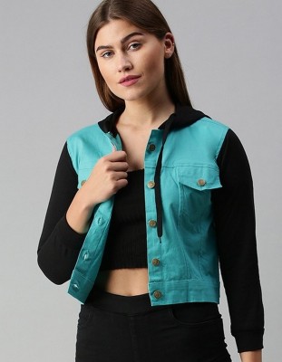 VOXATI Full Sleeve Colorblock Women Denim Jacket